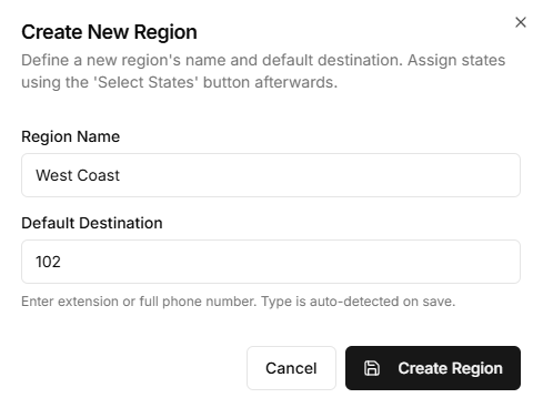 Set region destination